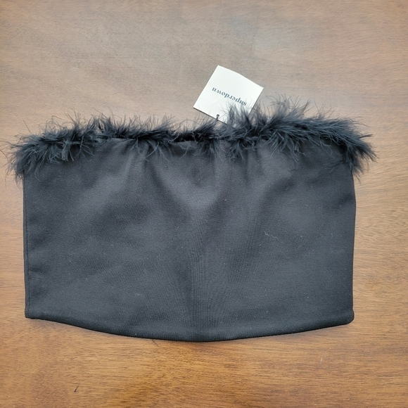 Revolve Superdown Olivia Strapless Crop Top Black S NWT - Picture 5 of 9